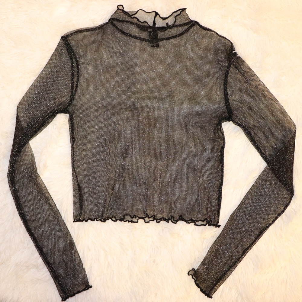 Sheer black sparkled forever 21 crop top